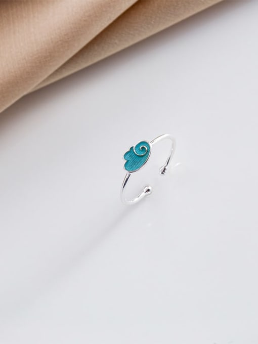 RS685 [Silver] 925 Sterling Silver Enamel Cloud Minimalist Band Ring